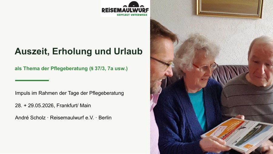 Titelseite: Auszeit, Erholung und Urlaub als Thema der Pflegeberatung