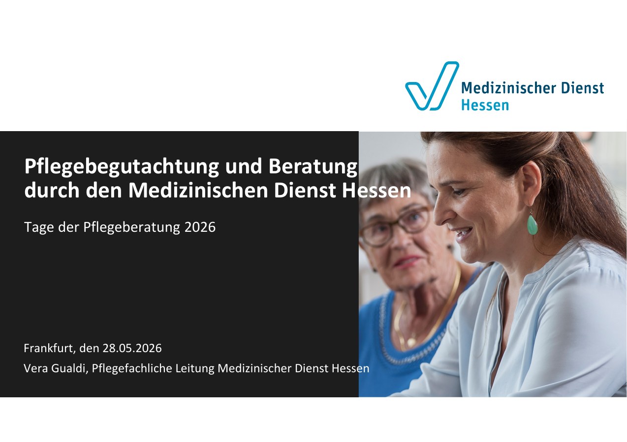 Titelseite: Pflegebegutachtung und Beratung durch den Medizinischen Dienst Hessen